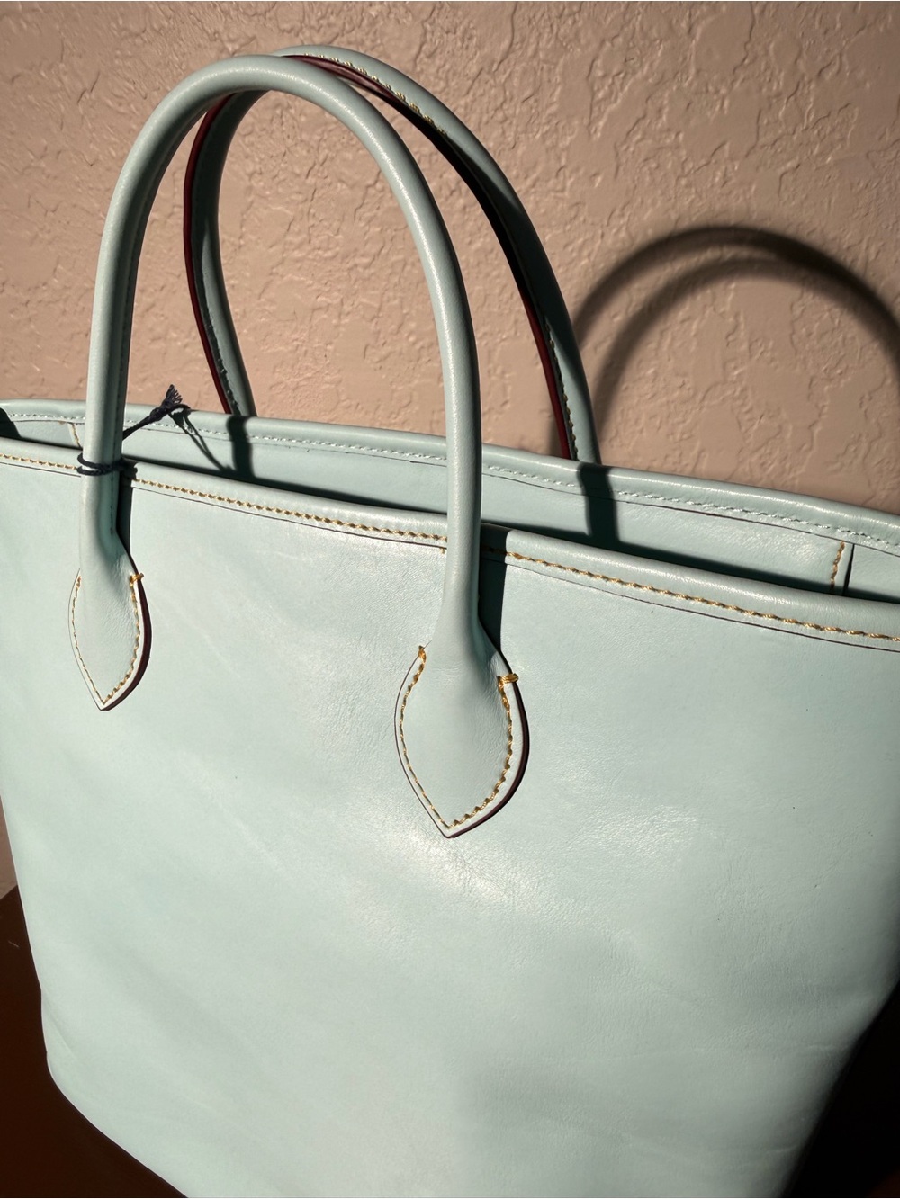 Dooney & Bourke Florentine Handle Tote – Pale Blue & Dark Red ($498) - Picture 7 of 16